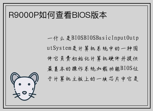 R9000P如何查看BIOS版本
